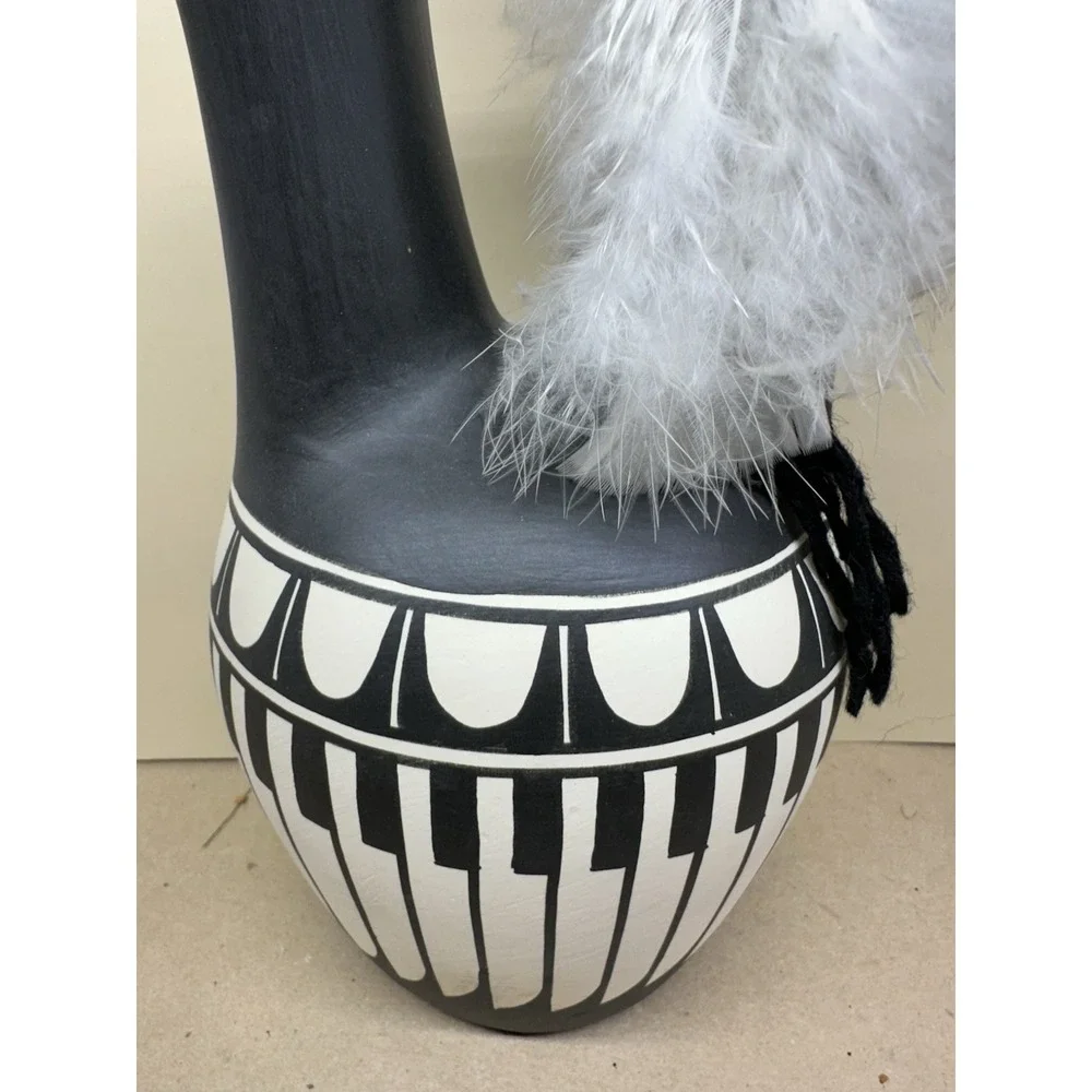 Vintage White Feather Studios DORN Arizona Pottery Wedding Vase Feathers